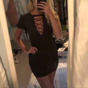 forever 21 dark green bodycon dress